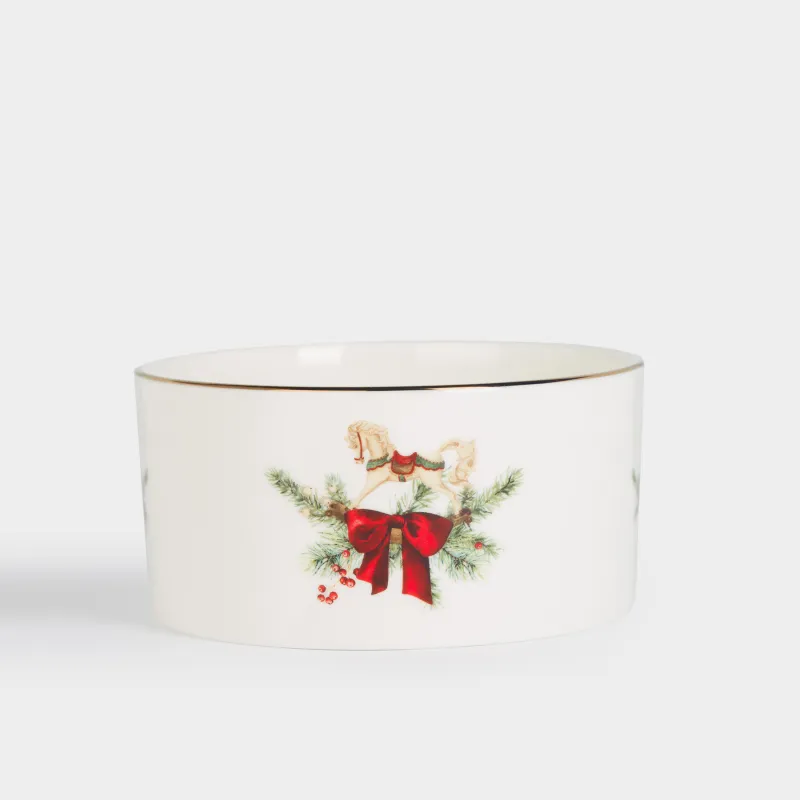 Подставка под шампанское, 12 см, фарфор F, белая, Лошадка с бантом, Christmas miracle classic