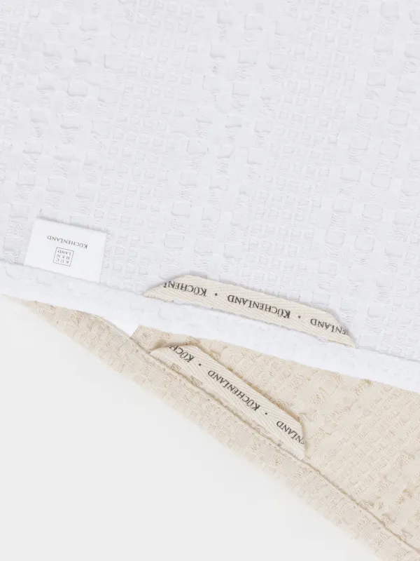 Асүйлік сүлгі, 40х60 см, 2 дана, мақта, ақ/сарғылт-қоңыр, Waffle, image-4