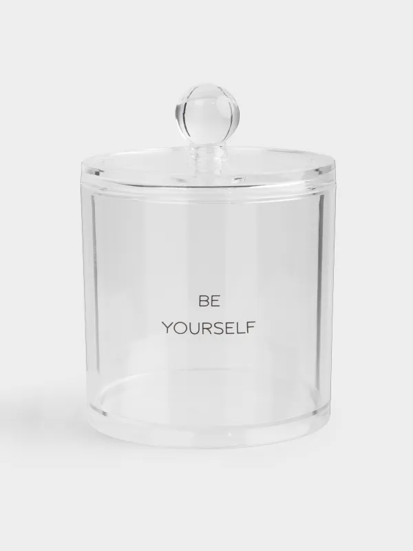 Контейнер для ватных дисков/палочек, 10х13 см, с крышкой, пластик, Basic font, image-0