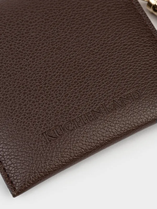 Әйелдер әмияны, 10х10 см, түймелі, шашағы бар, полиуретан, қоңыр, Memo, image-4