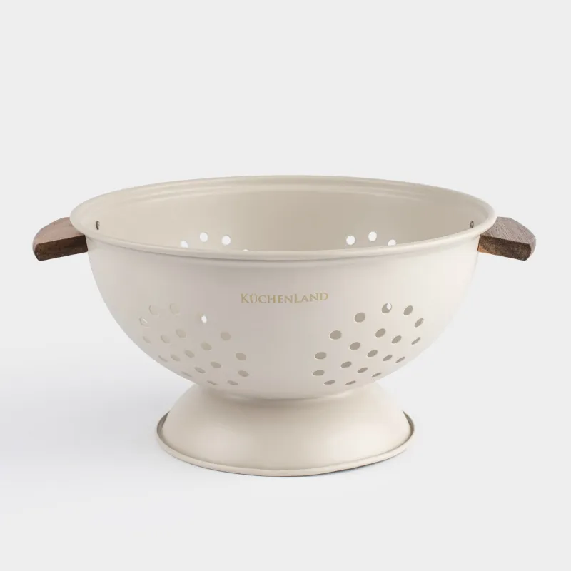 Дуршлаг, 24 см, с ручками, металл/дерево, бежевый, Ritlen