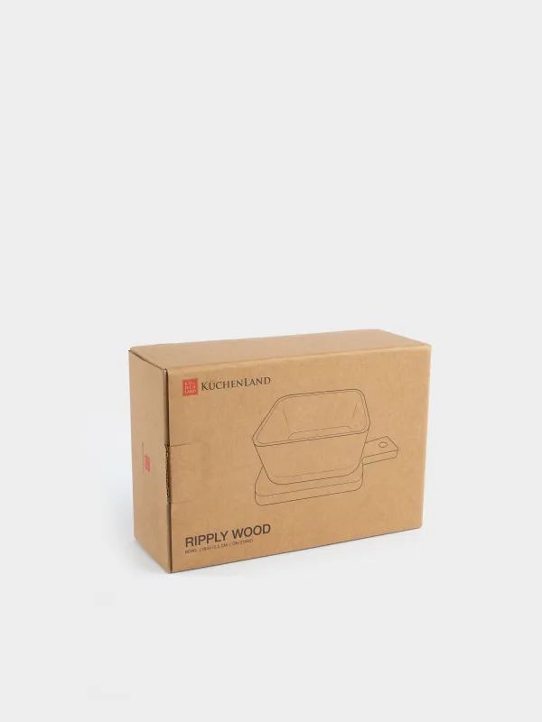 Ыдыс, 10х10 см, тұғырда, шыны/ағаш, Ripply wood, image-6