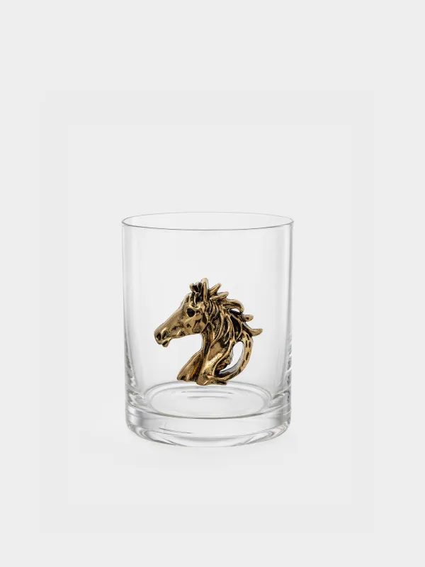 Стакан для виски, 340 мл, Золотистый конь, Lux elements, image-0