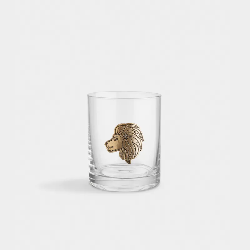 Виски стақаны, 10 см, 340 мл, шыны/металл, алтын түстес, Арыстан, Zodiac