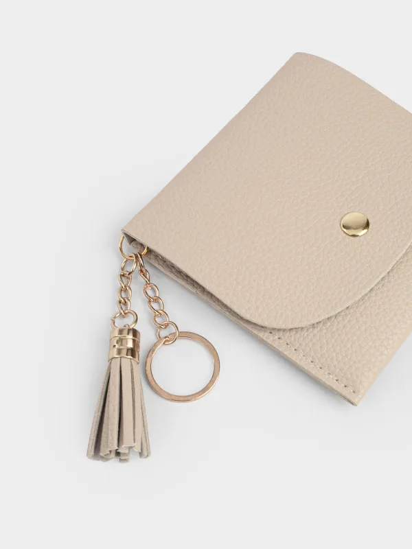 Әйелдер әмияні, 10х10 см, түймелі, шашағы бар, полиуретан, сүтті, Memo, image-2