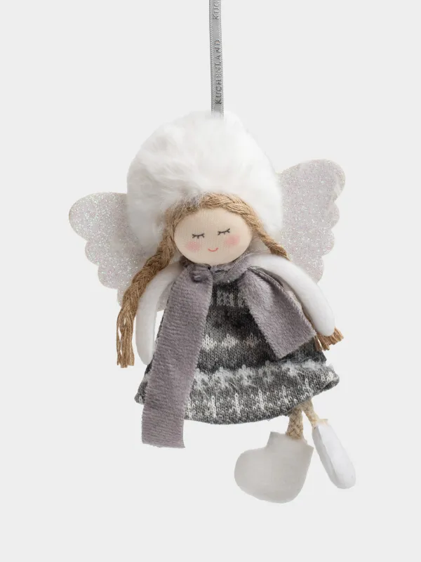 Игрушка елочная, 23 см, полиэстер/пенопласт, белая, Девочка в шапке и шарфе, Sweet girl, image-0
