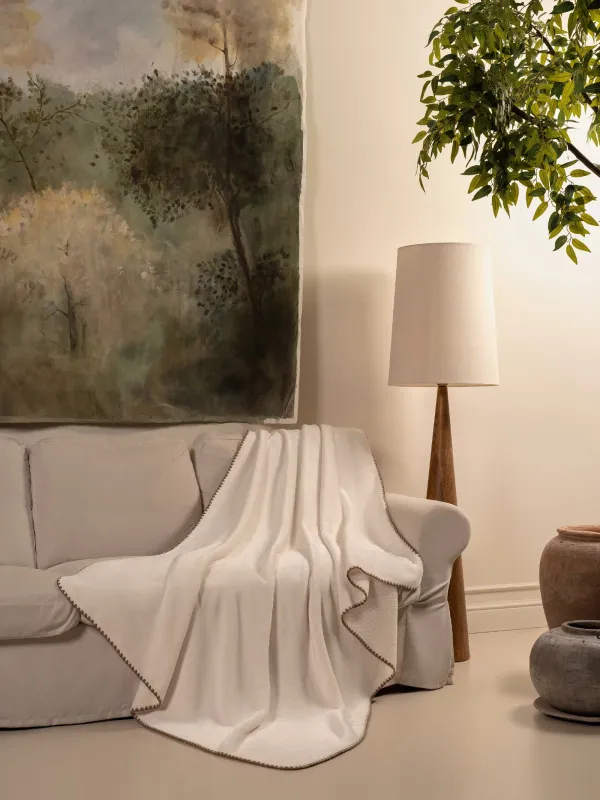 Жамылғы, 130х170 см, екі жақты, букле/фланель, сүт түстес, Curly, image-7