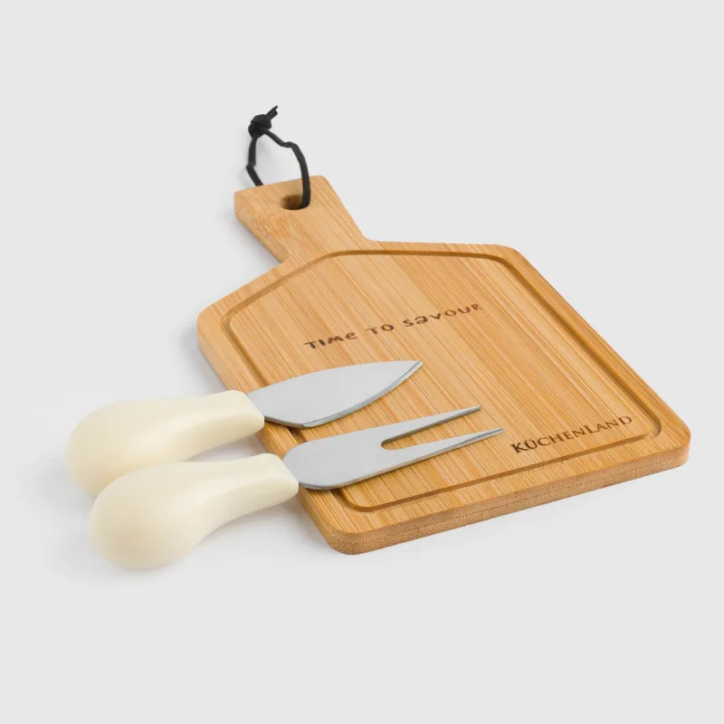 Ірімшікке арналған жиынтық, 3 зат, тақта-сапты Ыдыс, болат/бамбук/пластик, Cheese, image-7