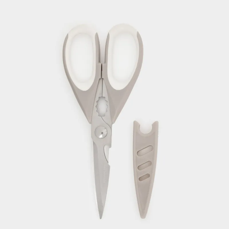 Ас үй қайшылары, 22 см, қақпағы бар, болат / пластик, бежевый, жұмсақ ас үй