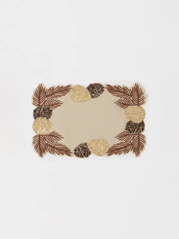 Аспаптарға арналған майлық, 30х45 см, полиэстер, сарғылт-қоңыр, Бұтақтардағы шырша бүршіктері, Conifers, image-0