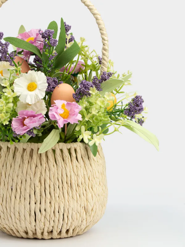 Композиция декоративная, 26 см, в корзинке, пластик/пенопласт, Цветы, Easter decor, image-2