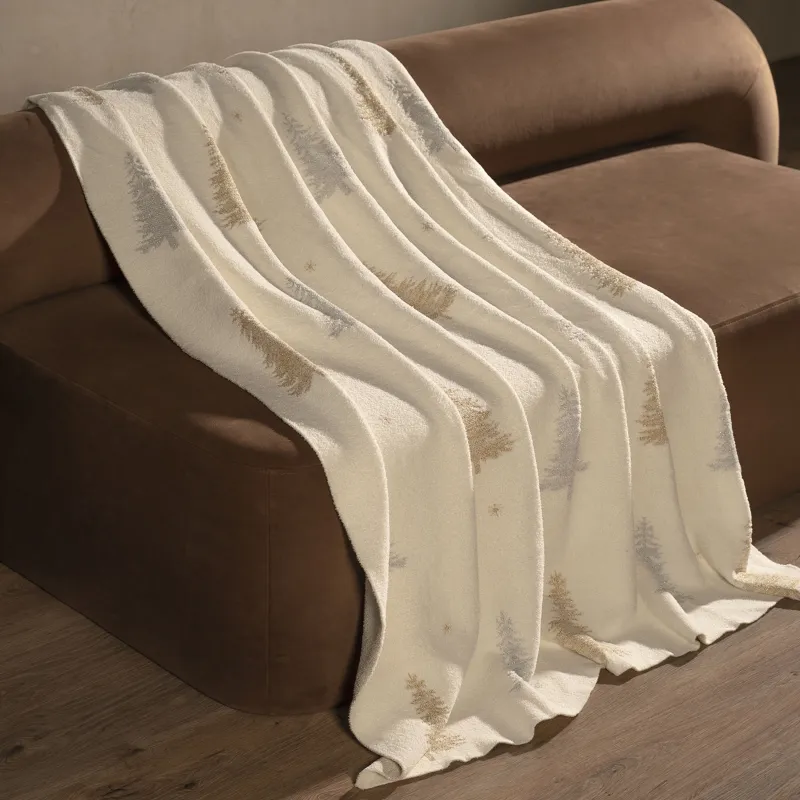 Жамылғы, 130х170 см, полиэстер/люрекс, сүт түстес, Шыршалар, Shiny threads