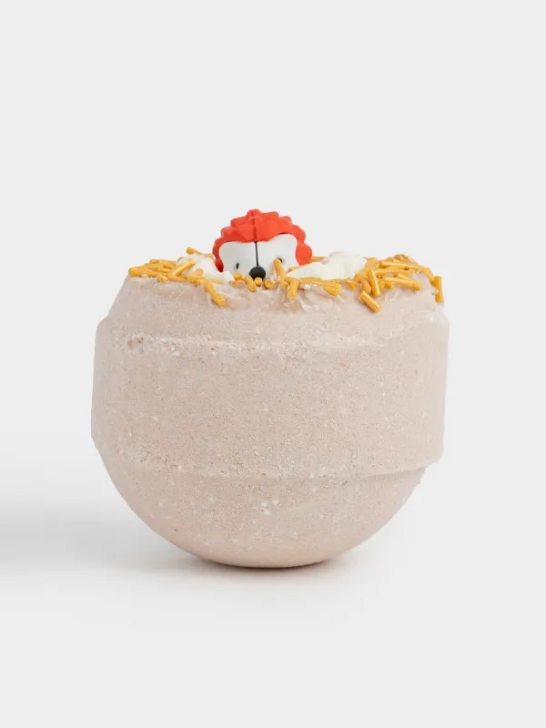 Бомбочка для ванны, 130 гр, с игрушкой, бежевая, Крем-брюле, Ежик, Friends spa, image-2