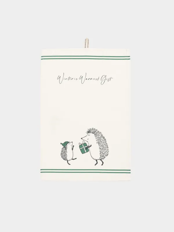 Полотенце кухонное, 40х60 см, хлопок, Hedgehog christmas, image-0