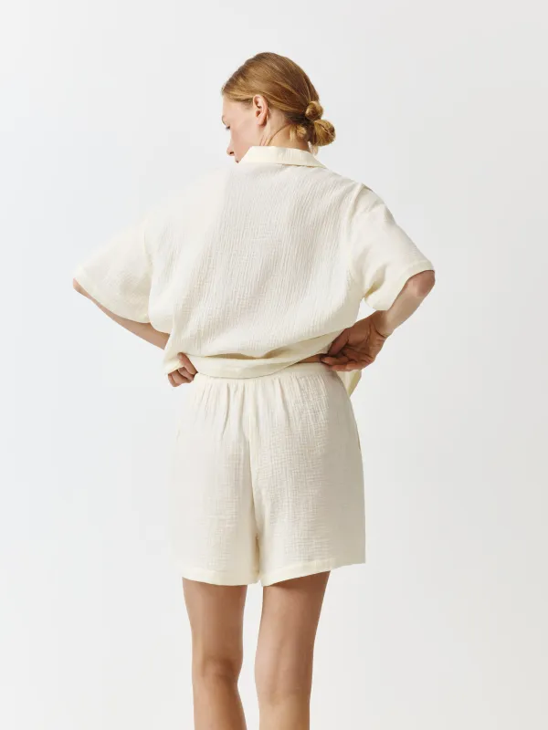 Әйелдер шорттары, үйге арналған, өлшемі S, муслин, сүт түстес, Allison, image-3