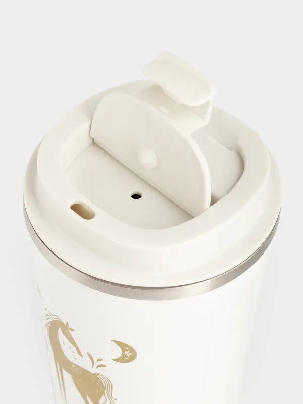 Термокружка, 380 мл, сталь/пластик, белая, Лошадь, Coffee time, image-2