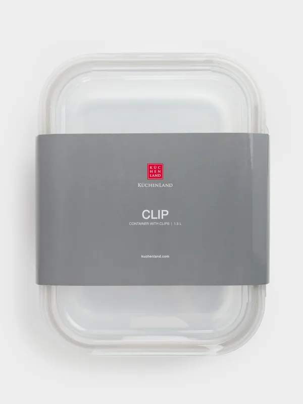 Контейнер, 1,5 л, қысқыштары бар, шыны Т/пластик, тікбұрышты, Clip, image-5