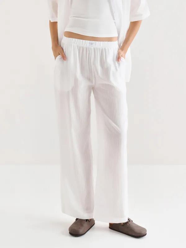 Әйелдер шалбары, үйге арналған, өлшемі L, мақта, ақ, Жолақтар, Leticia, image-1