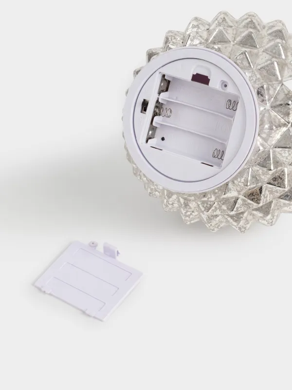 Мүсінше, жарықтандырылған, 15 см, айналмалы, шыны/пластик, қола, Шырша шары, Bronze style, image-3