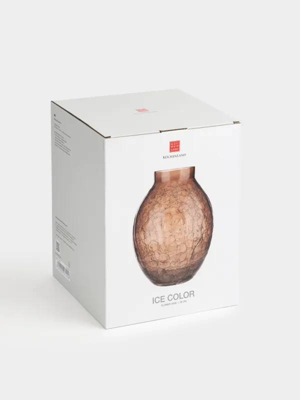 Гүл вазасы, 26 см, шыны, қоңыр, Кракелюр, Ice color, image-5