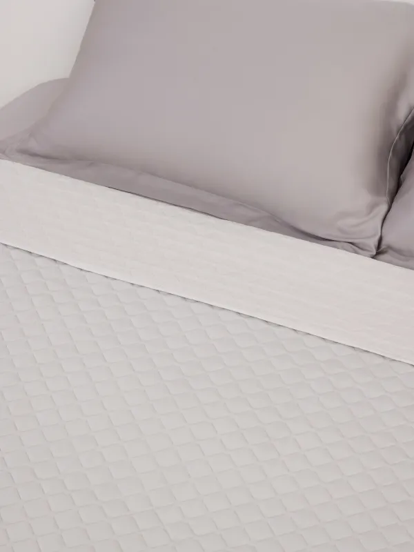 Покрывало, 220х240 см, стеганое, вельвет/микрофибра, бежево-серое, Stitch velvet, image-1