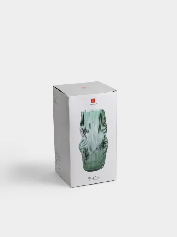Ваза для цветов, 30 см, стекло, зеленая, Вихрь, Ribedic, image-5