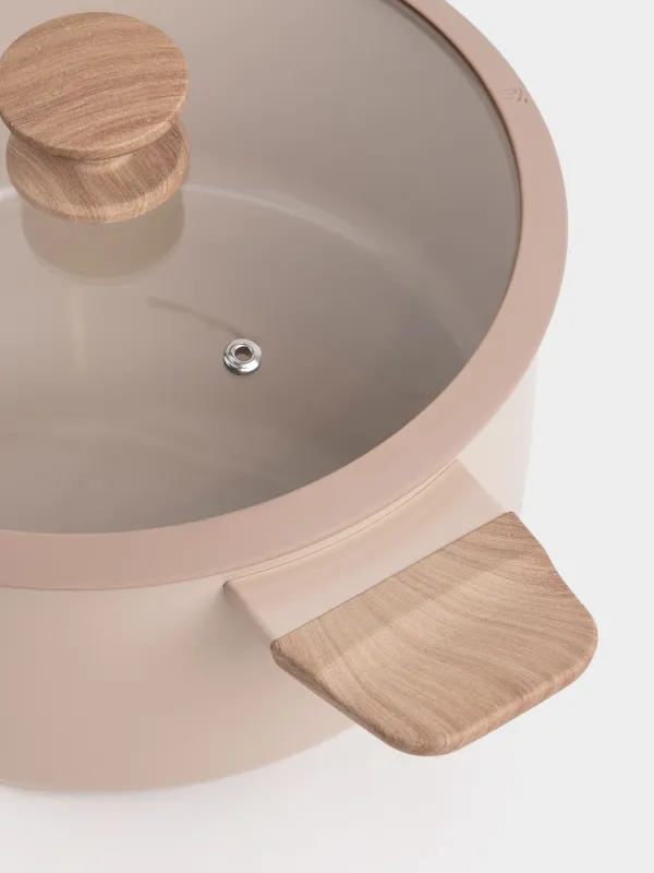 Кастрюля, 24 см, 4,7 л, с крышкой, с покрытием, алюминий, бежевая, Sincerity, image-2