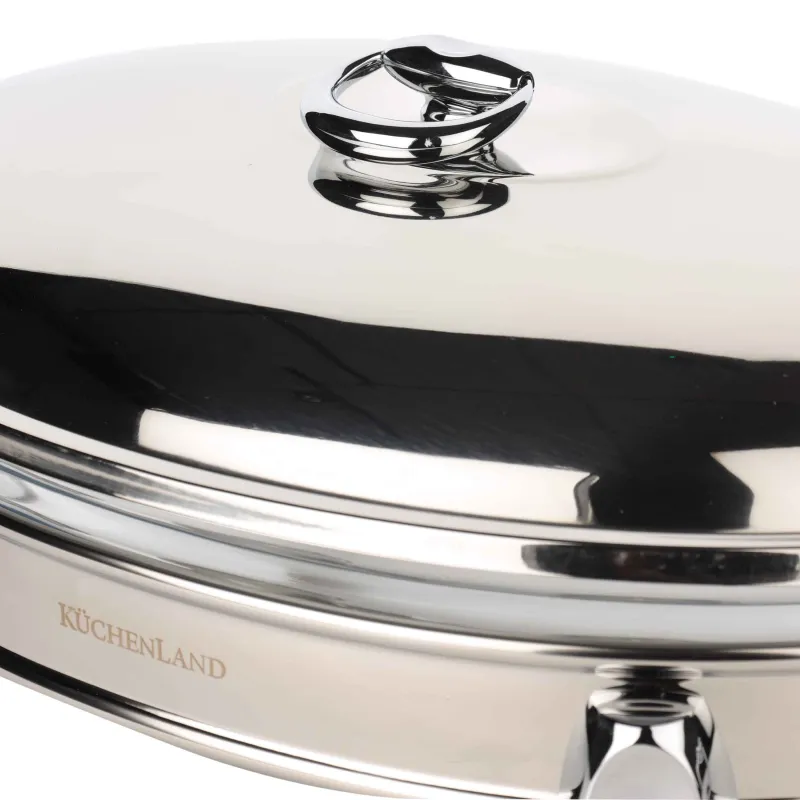 Жылытылатын табақ, 42х25 см, қақпағы бар, шыны Т/болат, сопақ, Acero, image-4