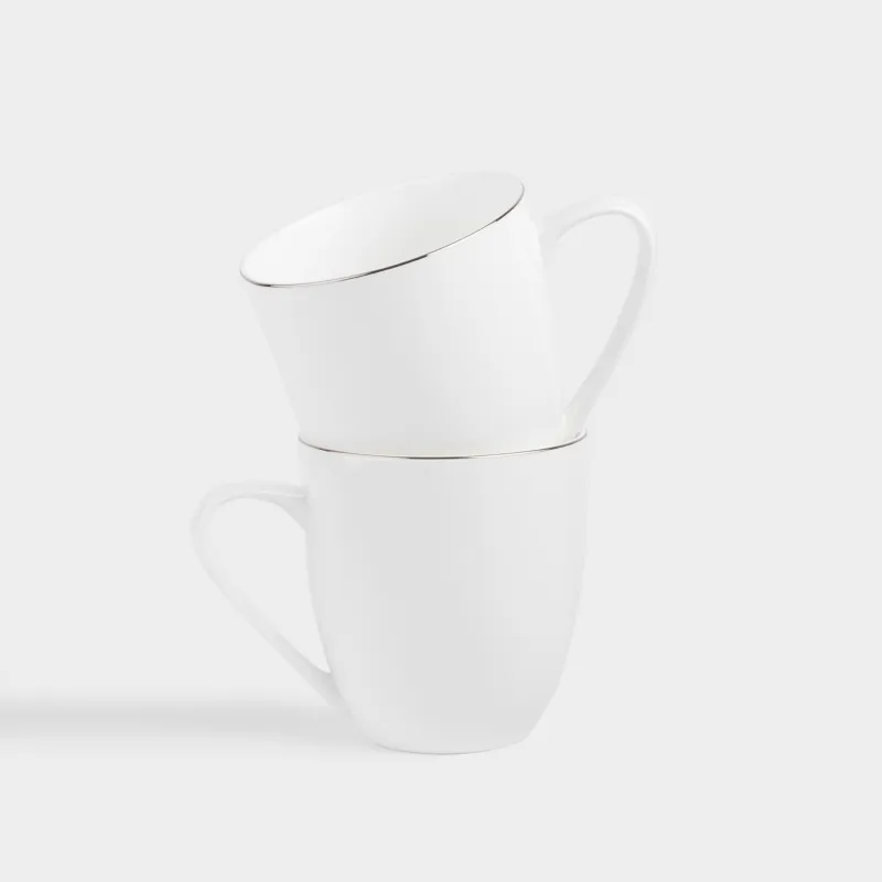 Кружка, с серебристым кантом, белая, Ideal silver
