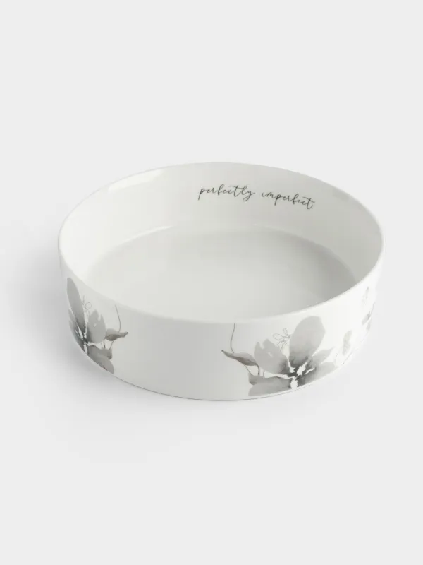 Блюдо, 23х6 см, с бортами, Серые цветы, Watercolor, image-2