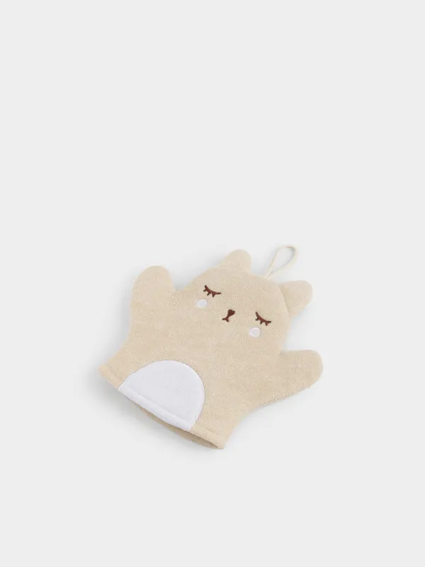 Денені жууға арналған жөке-қолғап, 20х17 см, балаларға арналған, полиэстер, сарғылт-қоңыр және ақ, Мысық, Cat, image-1