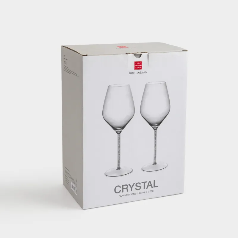 Шарап әйнегі, 450 мл, 2 дана, шыны / ринстондар, Crystal decor, image-4