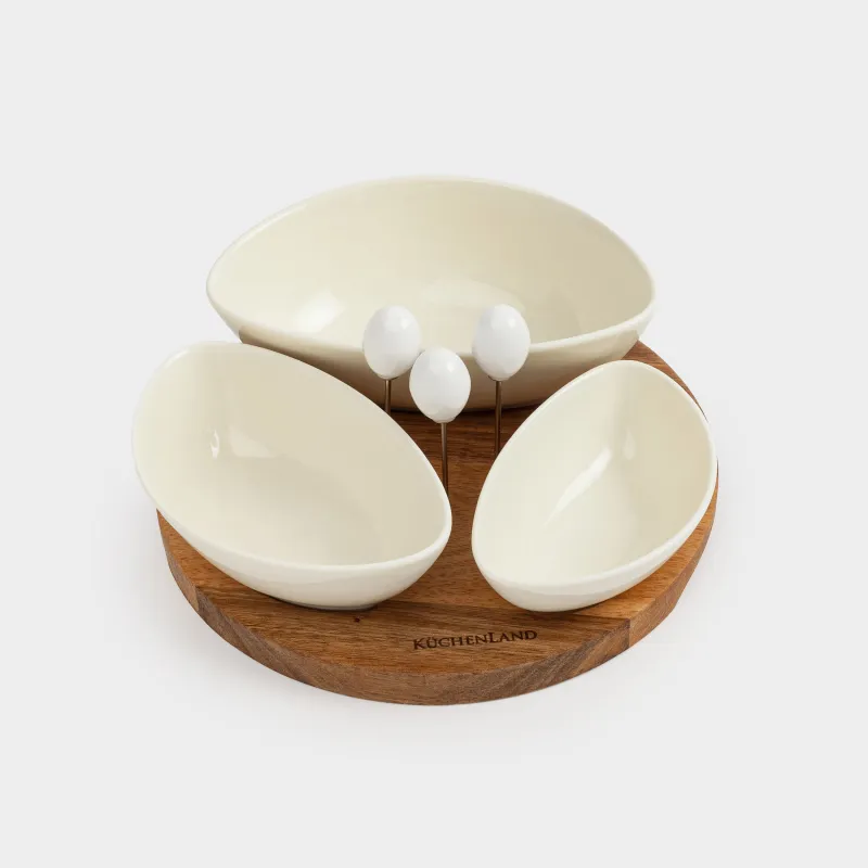 Тіскебасарларға арналған жиынтық, 3 зат, тұғырда, таяқшалары бар, фарфор P/ағаш, Noble tree, image-0