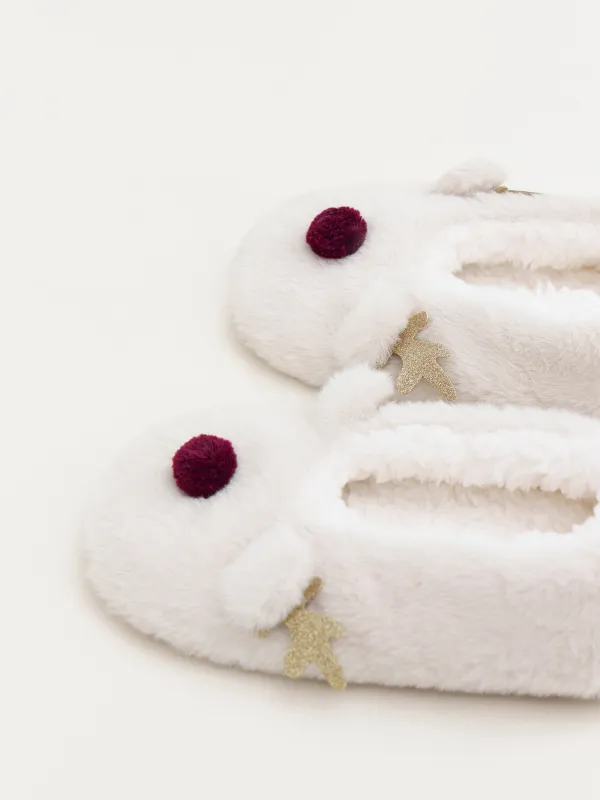 Әйелдер тәпішке-шұлықтары, үйге арналған, өлшемі 36-38, жасанды үлбір/шерпа, сарғылт-қоңыр, Бұғы, Funny warm, image-3