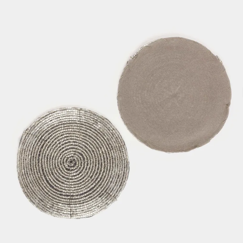 Шыныаяқ асты түпқойма, 10 см, 2 дана, бисер, дөңгелек, күміс, Shiny beads, image-1