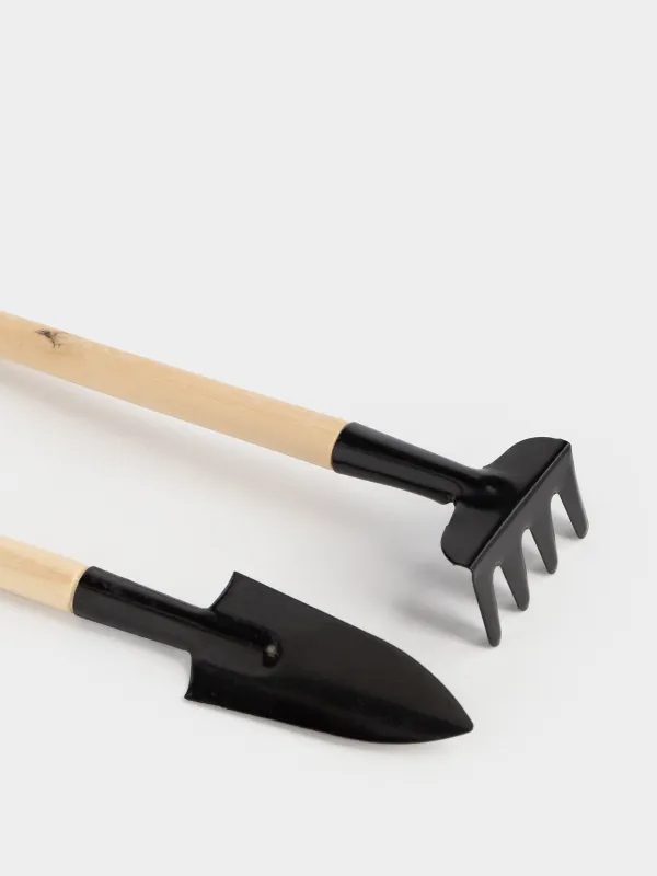 Жабық өсімдіктерге арналған құралдар жинағы, 17 см, 2 PR, металл / ағаш, қара, бақша, image-1