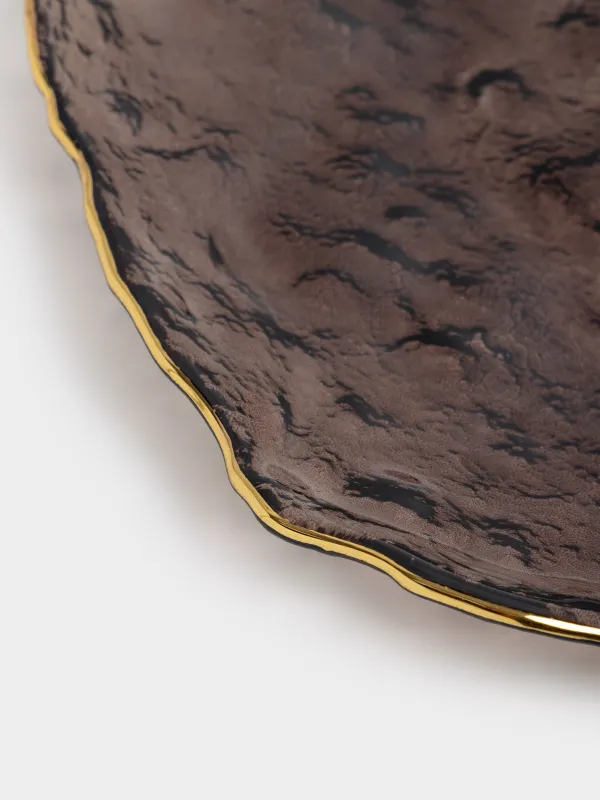 Ыдыс, 30х3 см, шыны, қоңыр, алтын жиегі бар, Nautilus color, image-3