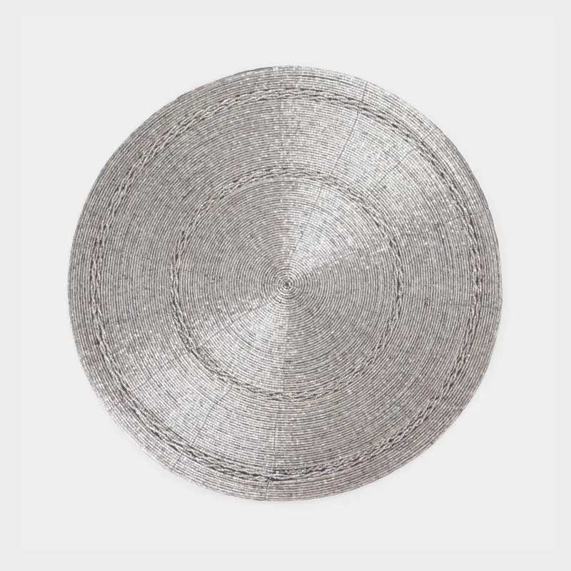 Аспаптарға арналған майлық, 36 см, моншақтар, дөңгелек, ашық күміс, Circle beads