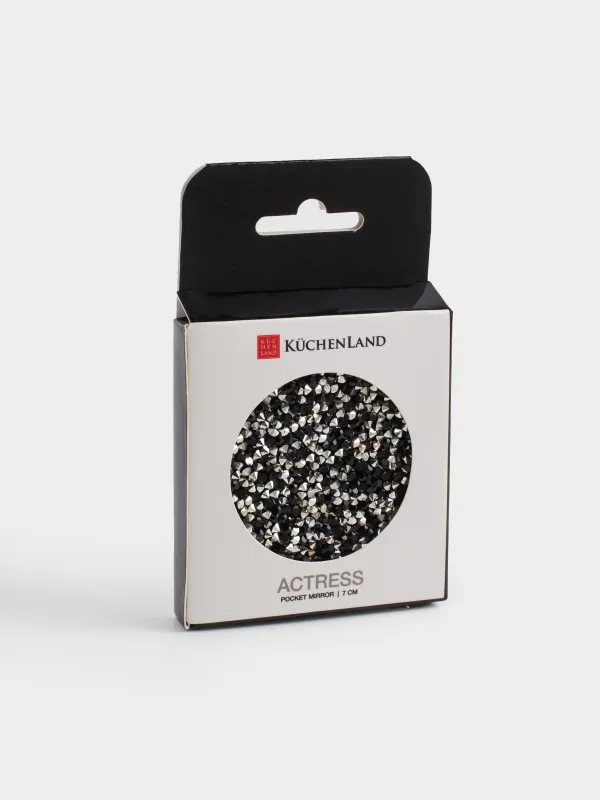 Қалта айнасы, 7 см, екі жақты, болат, күміс түстес, Қара жылтыр, Actress, image-4