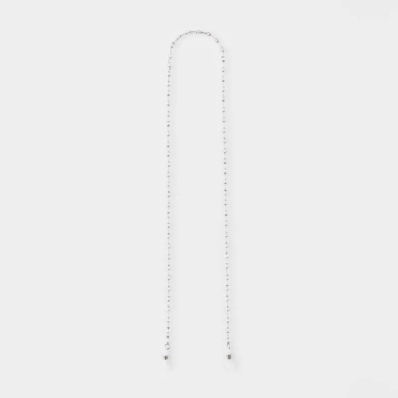 Цепочка для очков, 65 см, металл, серебристая, Бусины, Baroque