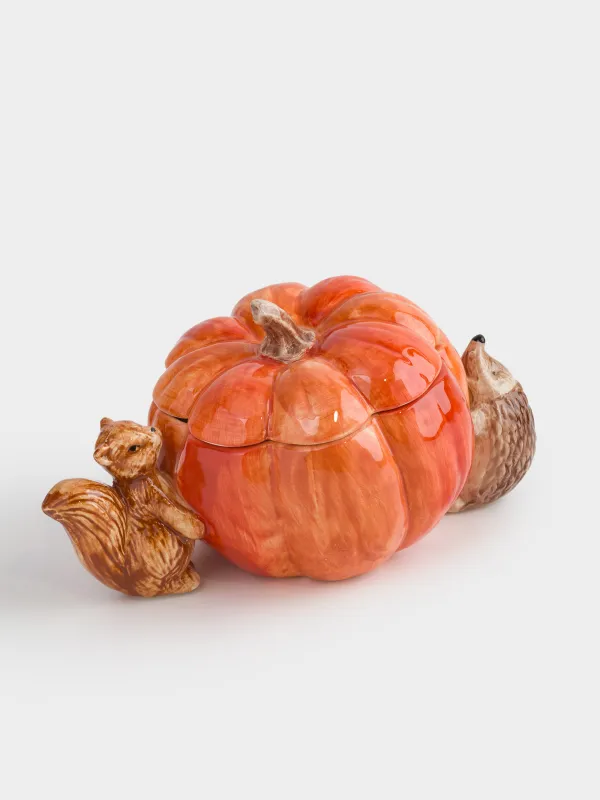 Сақтау ыдысы, 22х12 см, мл, керамика, асқабақ қосылған кірпі мен тиін, Forest symphony, image-1