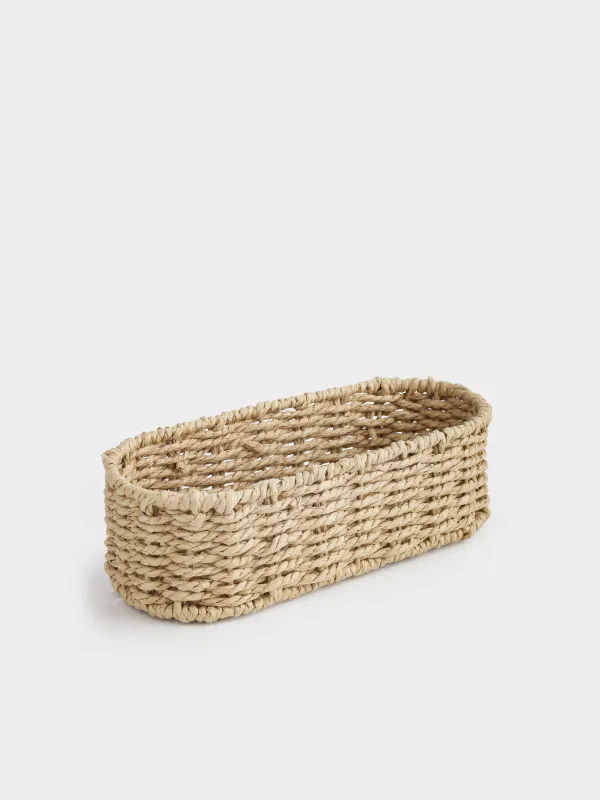 Корзина для столовых приборов, 25х10 см, плетеная, целлюлоза, овальная, Braided, image-3