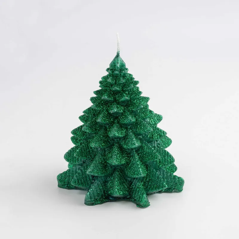 Шам, 11х13 см, жылтырақтары бар, жасыл, Шырша, Fir candle