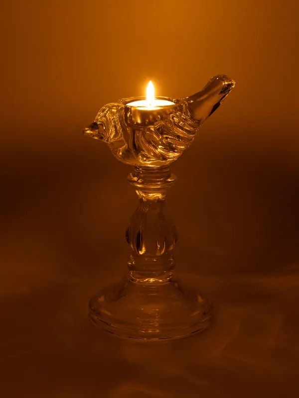 Шам ұстағыш, 19 см, шай/жіңішке шамға арналған, аяқты, шыны Р, Құс, Құстар, image-5