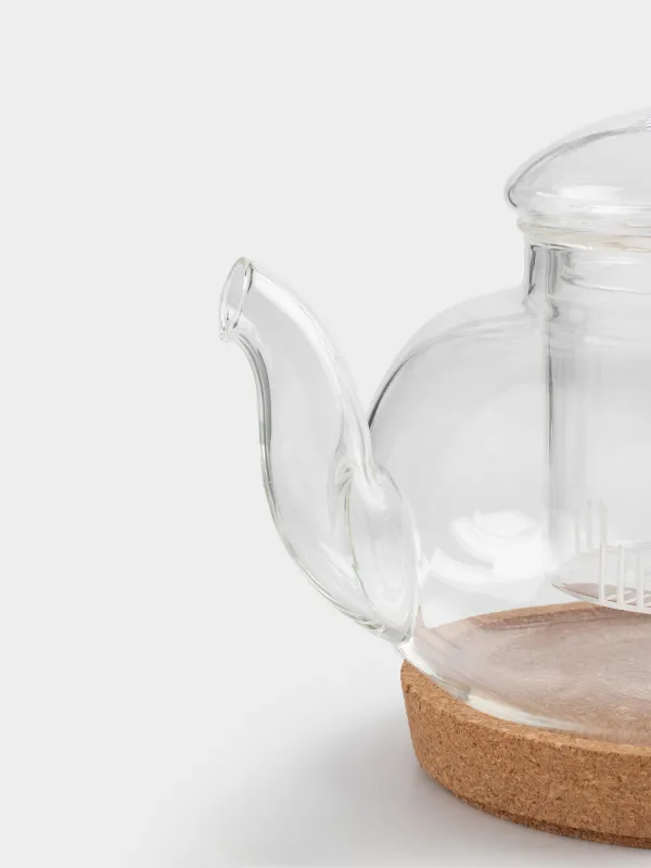 Шай демдейтін шайнек, 800 мл, тұғырда, шыны Б/тығын, Clear cork, image-1