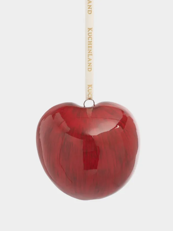 Игрушка елочная, 7 см, керамика, красно-золотистая, Яблоко, Fruits, image-2