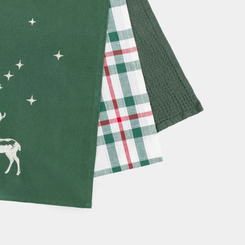 Асүйлік сүлгі, 40х60 см, 3 дана, мақта, жасыл/сүт түстес, Бұғы/Тор, Вудленд оқиғасы, image-10