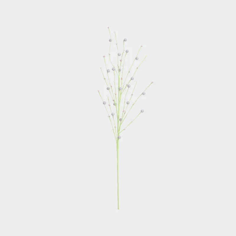 Ветка декоративная, 70 см, бумага, Сиреневые бусины с кристаллами, Balls decor