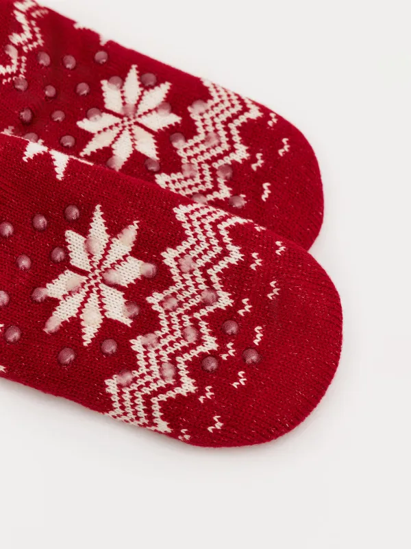 Әйелдер шұлықтары, үйге арналған, өлшемі 36-38, акрил/шерпа, қызыл, Бұғы, Hot winter, image-2