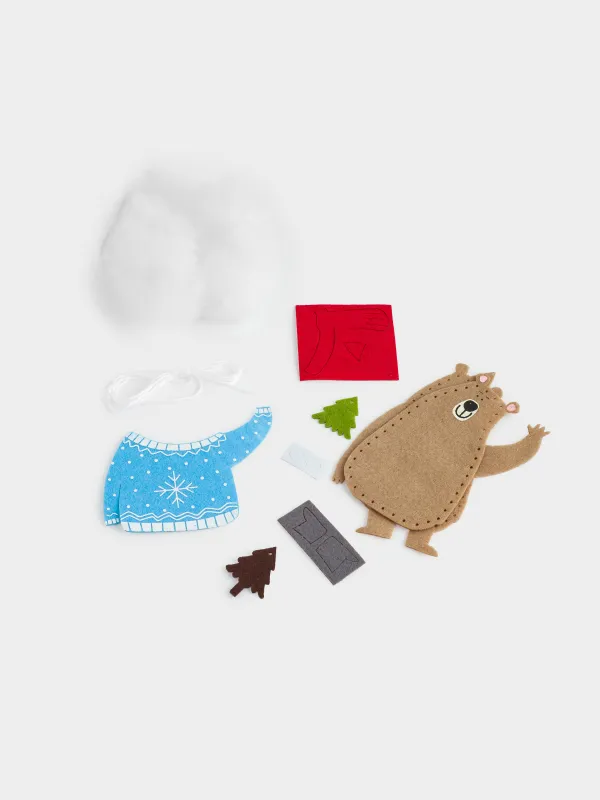 Шығармашылық жиынтығы, 13х15 см, қолөнер, киіз/мақта, Свитер киген аю, Creativity, image-5